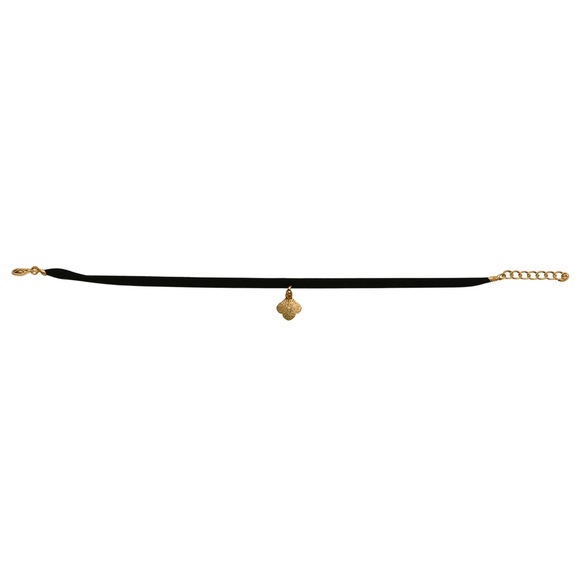 Black Onyx & Gold Clover Alhambra Choker Necklace - Picture 4 of 7